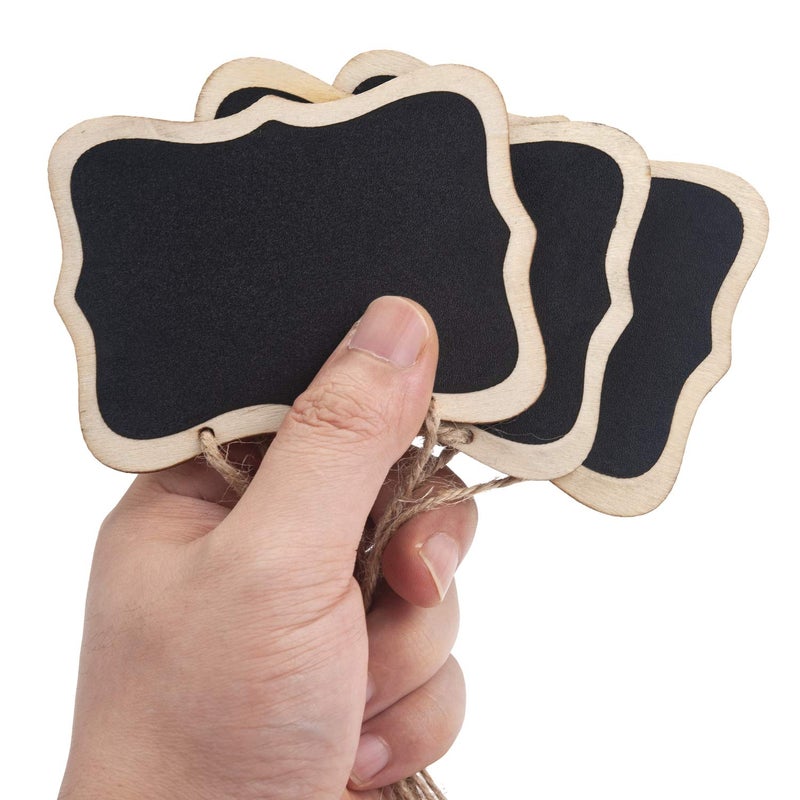 ONUPGO 16 Pack Chalkboard Tags with String, 4"x3" Hanging Chalkboard Signs with Liquid Chalk Marker, Wooden Mini Blackboard Tags Massage Board Tags, Hanging Chalkboard Price Tags - Image 2